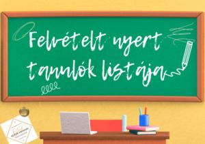 Felvételt nyert gimnáziumi tanulók névsora