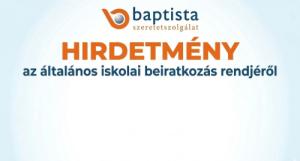Hirdetmény az általános iskolai beiratkozás rendjéről